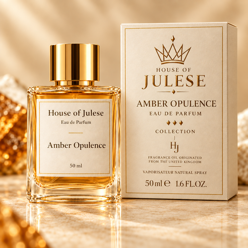 Amber Opulence bottle and matching sample box
