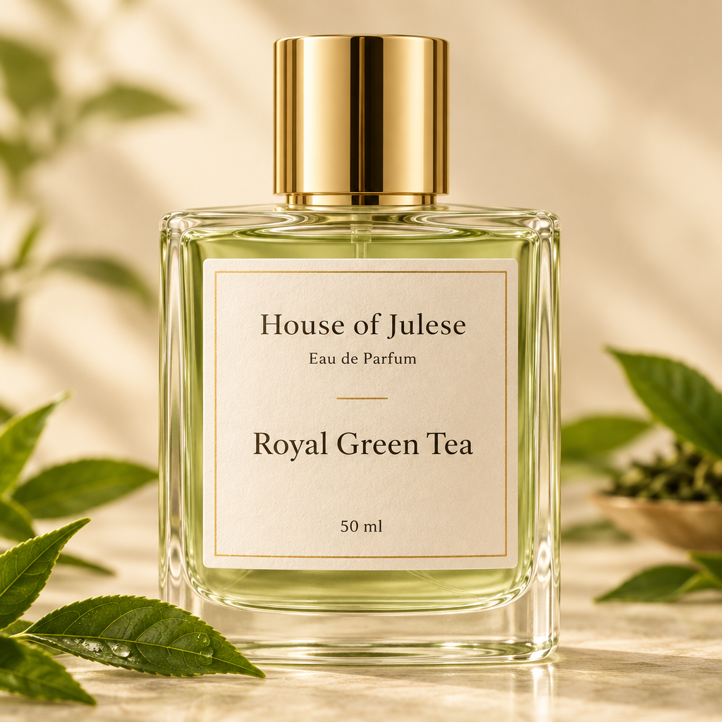 Royal Green Tea bottle with reference label design