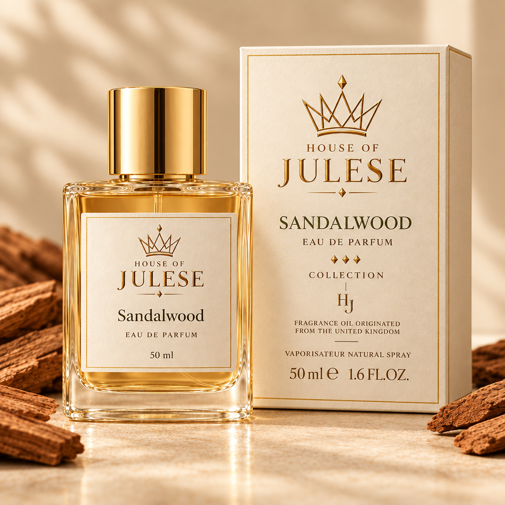 Sandalwood bottle and matching sample box