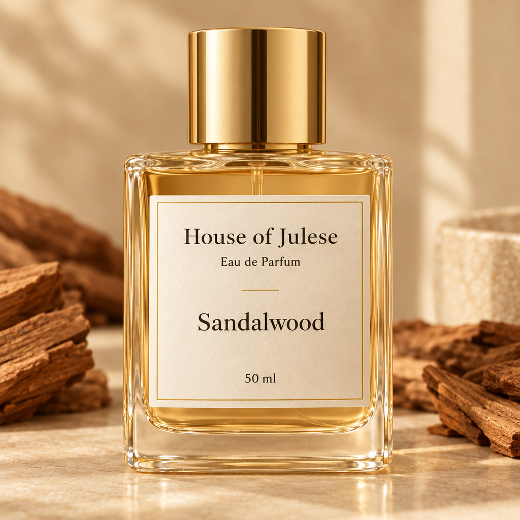 Sandalwood bottle with reference label design